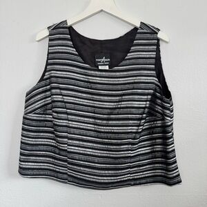 VTG Y2K Tank Top Womens Petite 18 Party Glam Rave Plus Size Metallic‎ Striped